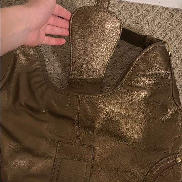 EUC Y2K cold water creek brown leather buckle bag in a bronze color - Picture 3 of 10